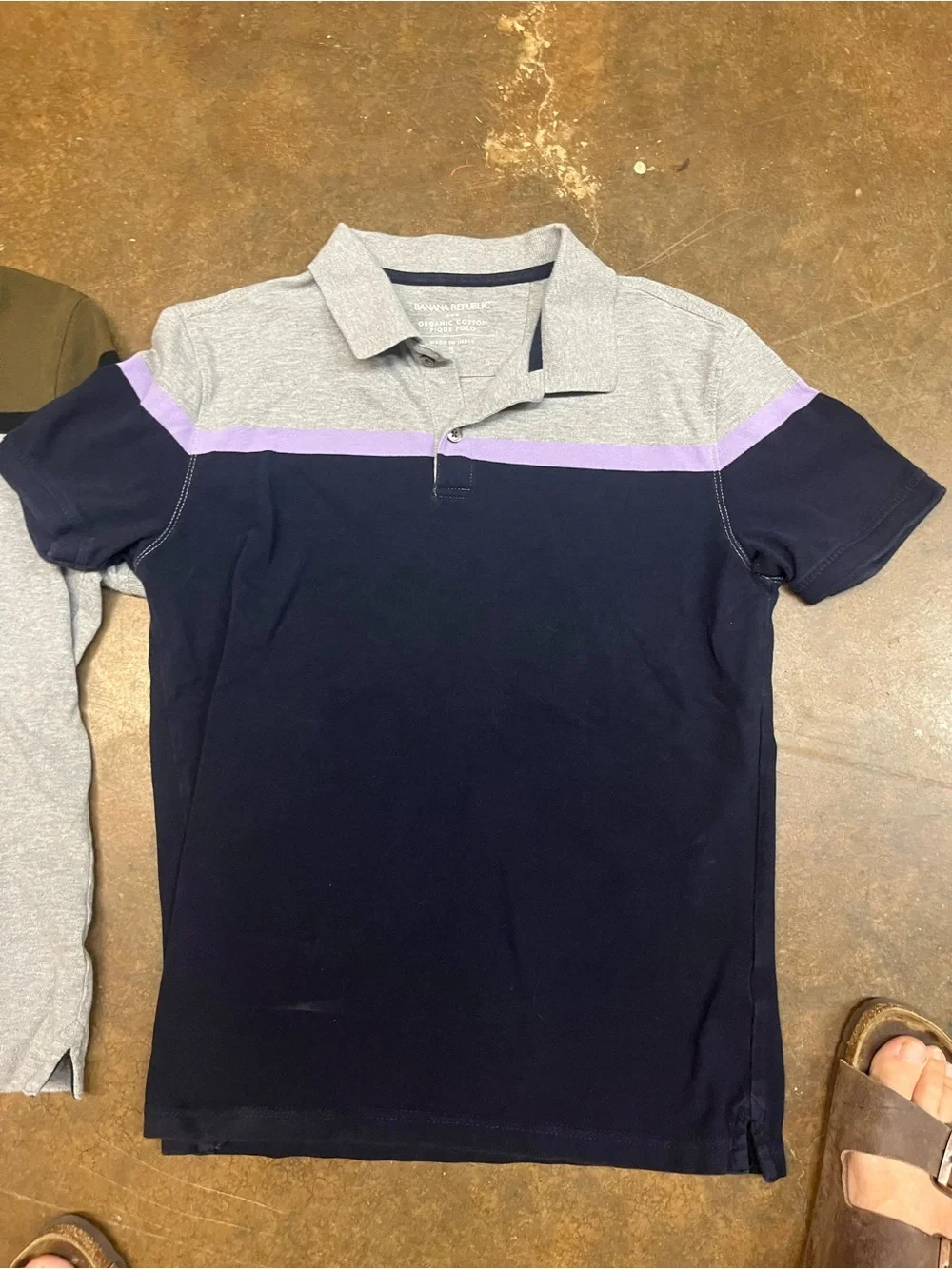 Men’s Short Sleeve Polo Top - Gray & Navy Colorblock